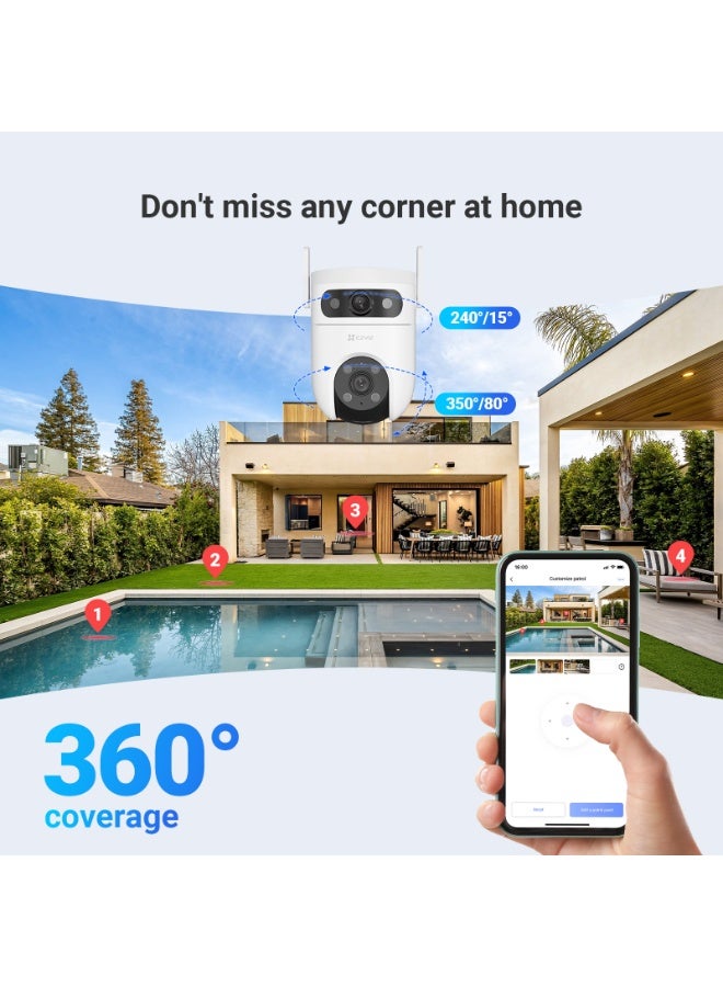 EZVIZ C9c Security Camera, 3K+3K Outdoor Dual-Lens PTZ WiFi Camera, Auto Tracking, Human&Vehicle Detection, Active Defense, Color Night Vision, Two-Way Talk, Weatherproof - Image 4
