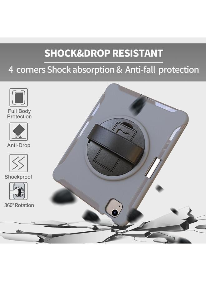 زبون جراب لجهاز iPad Air 2022 / 2020 10.9 بوصة، جراب واقٍ من البولي كربونات والبولي يوريثان الحراري، قابل للدوران 360 درجة، مع حامل وحزام يد وفتحة قلم - Image 5