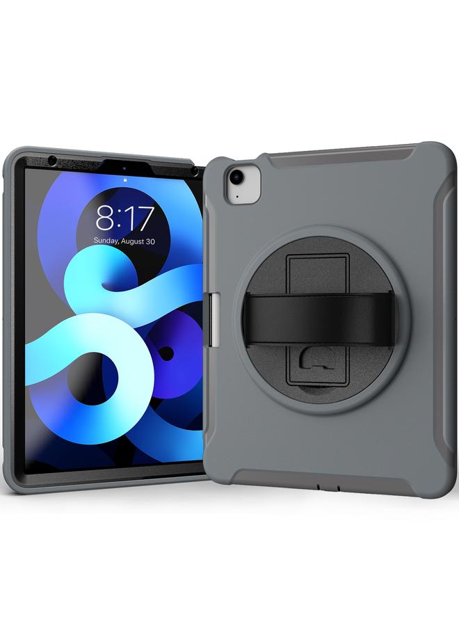 زبون جراب لجهاز iPad Air 2022 / 2020 10.9 بوصة، جراب واقٍ من البولي كربونات والبولي يوريثان الحراري، قابل للدوران 360 درجة، مع حامل وحزام يد وفتحة قلم - Image 2