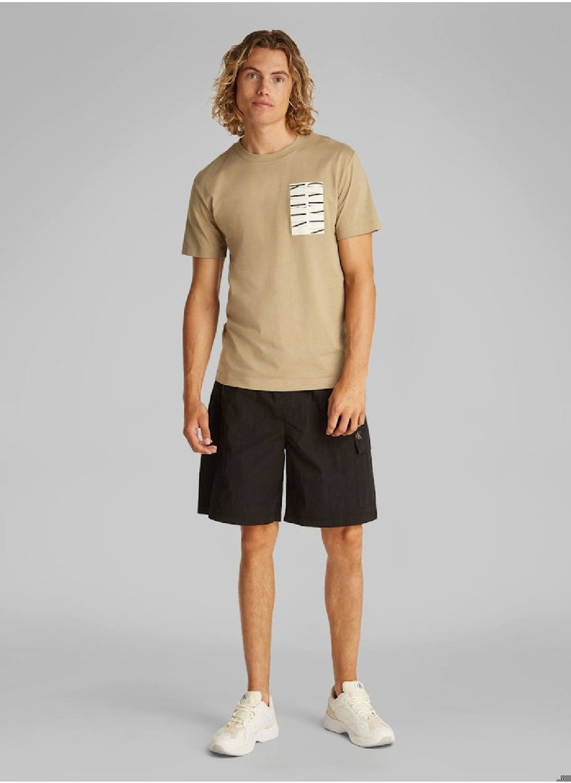 Calvin Klein Jeans Men's Graphic T-Shirt - Cotton, Beige  - Image 4