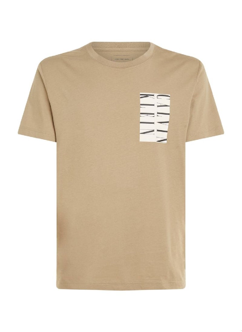 Calvin Klein Jeans Men's Graphic T-Shirt - Cotton, Beige  - Image 3