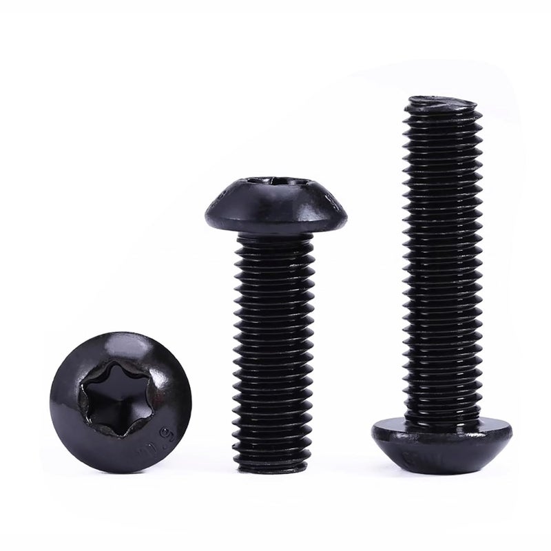 HanTof 75Pcs Button Head Torx Drive Screws Bolts, Grade 10.9 Alloy Steel, M6 x 12/16/20/25/30 mm Star Drive Machine Screws Set with T30 Wrench, Black Oxide Finish, Fully Threaded Pitch : 1.0 mm - Image 3