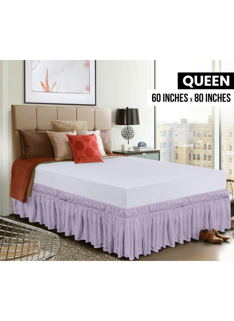 Utopia Bedding Utopia Bedding Queen Elastic Bed Ruffle - Easy Wrap Around Ruffle - Microfiber Bed Skirt with Adjustable Elastic Belt 16 Inch Tailored Drop - Hotel Quality Bedskirt  Fade Resistant (Queen  Lavender)  - Image 2