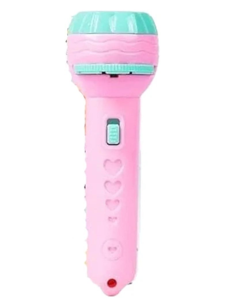 Generic - 3-sided 24 Patterns Kids Flashlight Night Light Learning Bedtime Best Gift Pink Plastic - Image 1