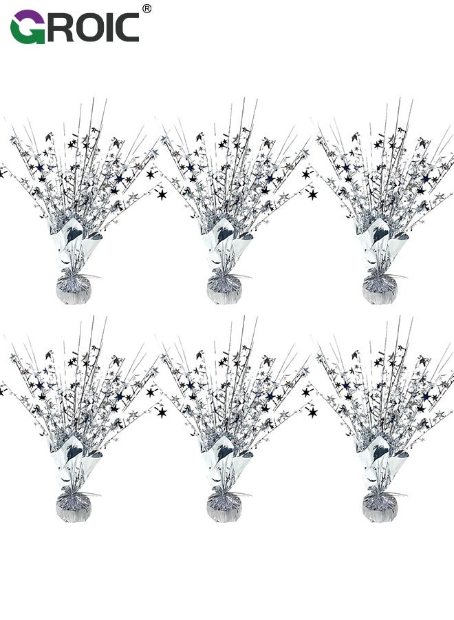 GROIC 12 Pack Metallic Foil Spray Centerpiece Star Table Decoration Burst Table Centerpieces for Birthday Wedding Anniversary Graduation Holiday Party Supplies Decor, Silver - Image 1