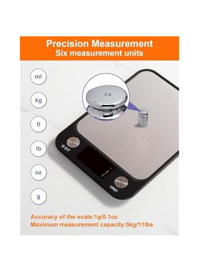HOOKOR Food Digital Kitchen Scale, Weight in Grams, Ounces, 1g/0.1oz Precise Graduation, High Precision Electronic Scale with LCD Display, Stainless Steel, Ideal for Meal Prep, Cooking,and Baking - Image 2