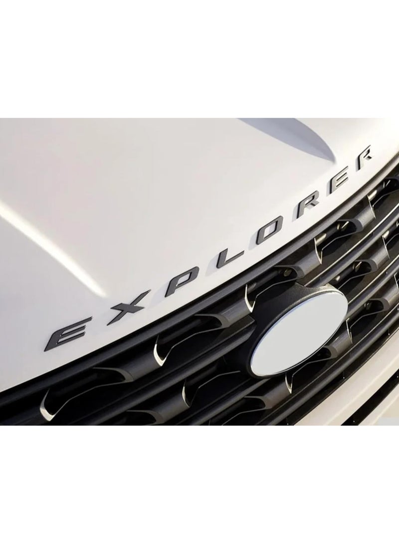 بيعتكلها ملصق سيارة ثلاثي الأبعاد يحمل شعار EXPLORER شعار الجسم وغطاء محرك السيارة وإكسسوارات السيارات المتوافقة مع Ford Explorer (أسود لامع) - Image 2