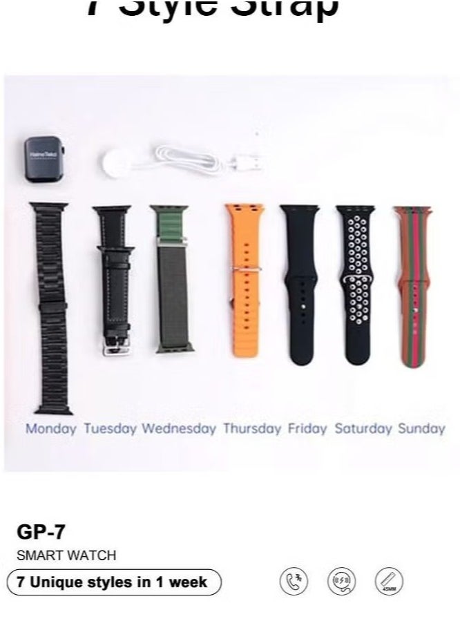 Haino Teko GP 7 Smart Watch with Seven Set Straps & Wireless Charger | Premium Smartwatch for Men & Women | Fitness Tracker, Heart Rate Monitor, 1.5" HD Display, Long Battery Life, Notifications & More - Image 2