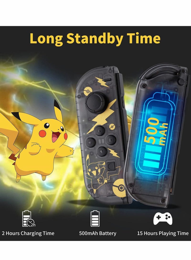 كاست ويف وحدة تحكم لاسلكية Joy Cons لجهاز نينتندو سويتش، بديل لوحدات التحكم L/R متوافق مع نينتندو سويتش/لايت/OLED، عصا تحكم مع وظيفة الاستيقاظ/لقطة الشاشة/اهتزاز مزدوج/تحكم بالحركة (أسود) - Image 2