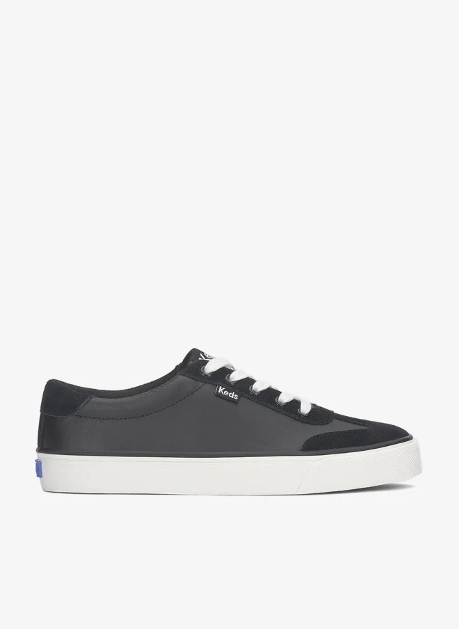 Keds Women's Jump Kick T-Toe Lace Up Leather/Suede Casual Sneaker Black