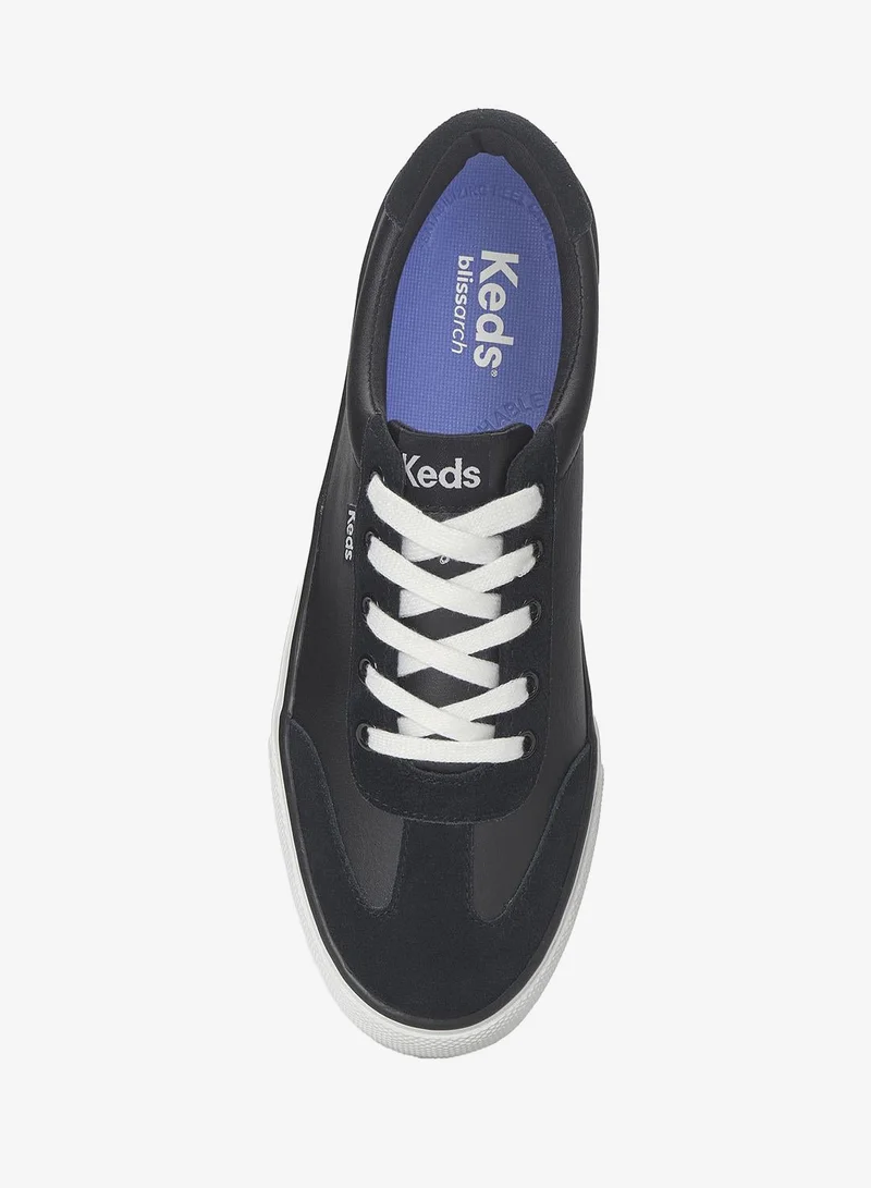 Keds black Keds Women's Jump Kick T-Toe Lace Up Leather/Suede Casual Sneaker Black for Women | Best Price UAE