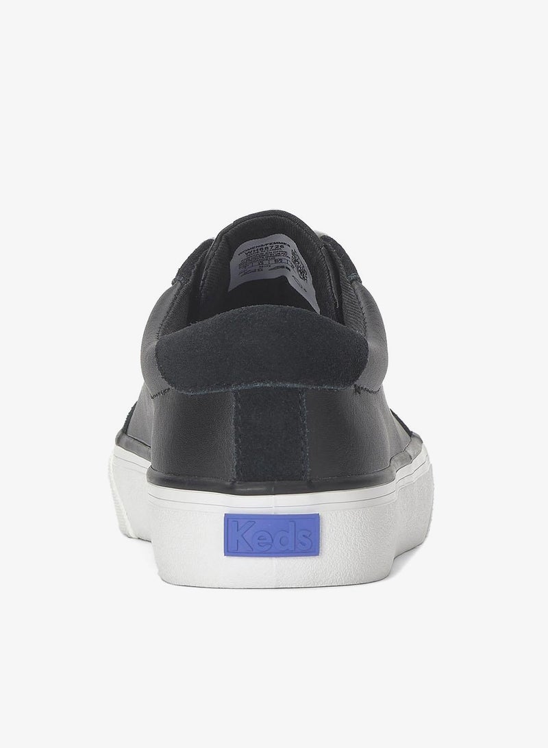 Keds Women's Jump Kick T-Toe Lace Up Leather/Suede Casual Sneaker Black - Image 2