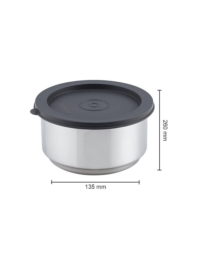 Borosil Carry Fresh Stainless Steel Lunchbox | 2 pc Round Container Set (280ml Each) | Tiffin for Office, School & College with Food Grade Steel | Leakproof & Dishwasher Safe | 1 Year Warranty  - Image 2