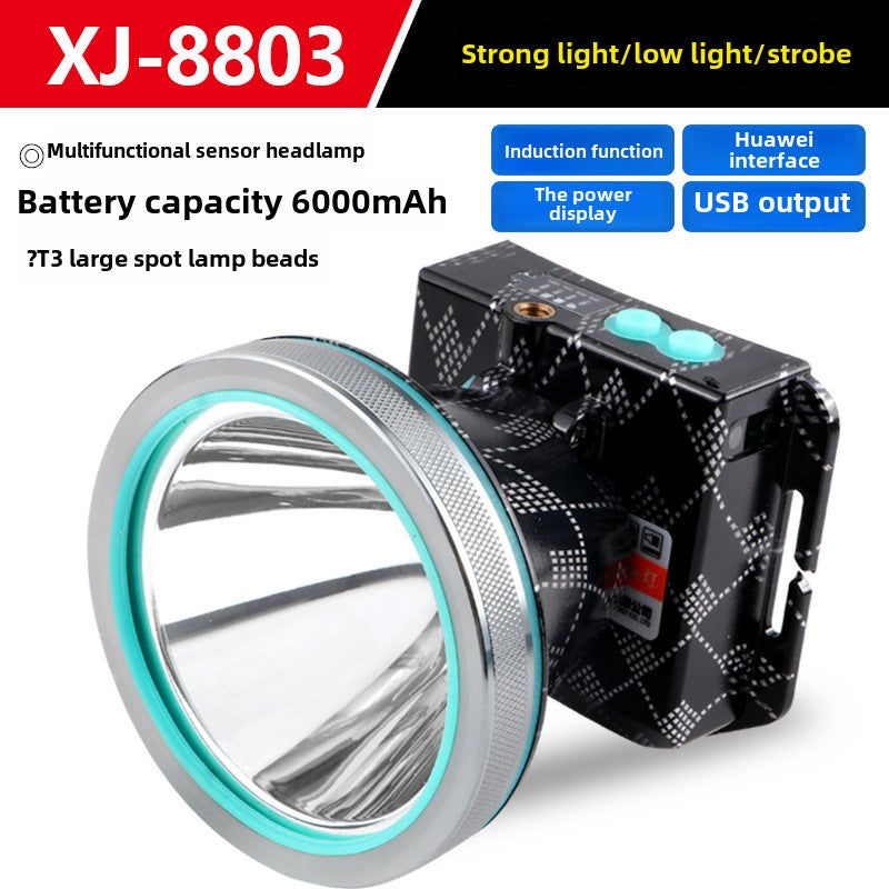 2024 High-Power LED Headlamp for Night Fishing 8803 multi-function induction three lithium T3 lamp beads 8803 multi-function induction three lithium T3 lamp beads