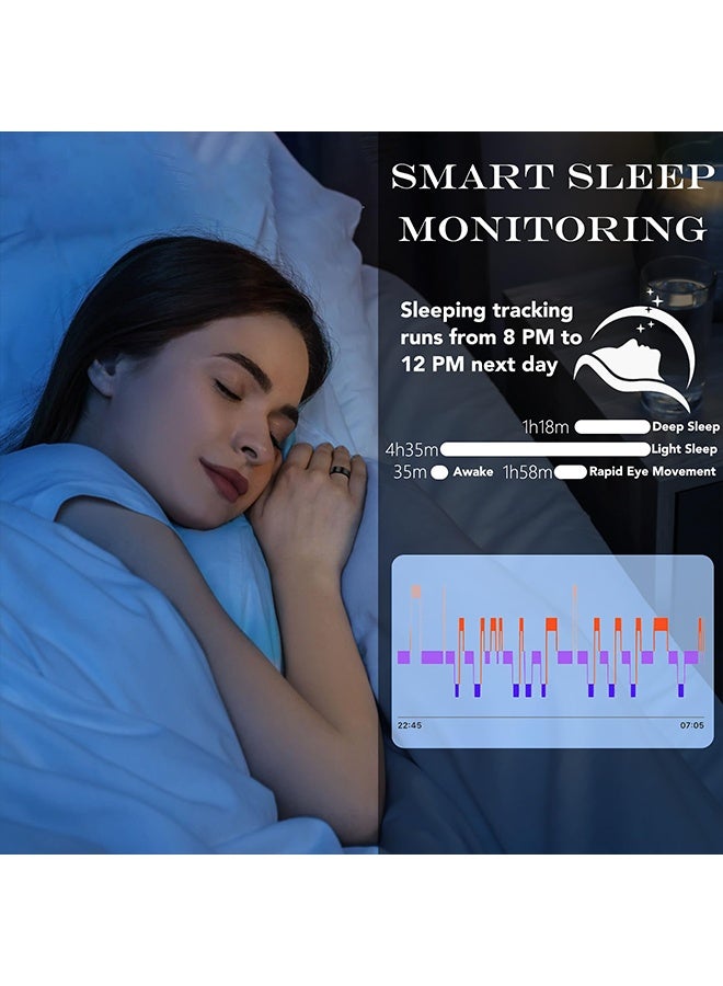 إكس ليفيل خاتم ذكي، جهاز لياقة بدنية قابل للارتداء للرجال والنساء، يراقب النوم/الإجهاد/معدل ضربات القلب، عداد خطوات، يدعم عمر بطارية يصل إلى 6-7 أيام، مقاوم للماء IP68، مناسب لأجهزة iPhone وAndroid، بدون رسوم اشتراك، (ذهبي، 20.7 مم) - Image 4