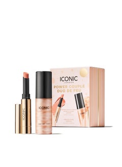 ايكونيك لندن مجموعة هدايا Power Couple | تتضمن مرطب الشفاه Melting Touch (Undone) وPrep-Set-Glow (Original)  - Image 1