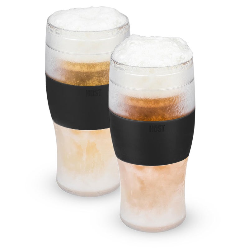Host Freeze, Frozen Mugs, Freezable Pint Set, Beer Keep Your Drinks Cold, Double Walled Insulated Glasses, Tumbler for Iced Coffee, 16oz, Set of 2, Black - Image 1