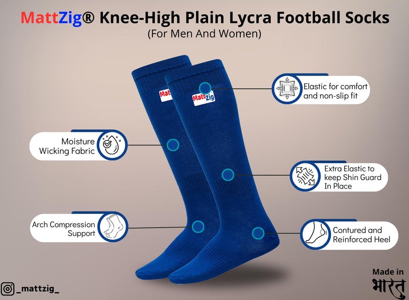 MATTZIG ® Elite Football Kit (One Pair Plain Lycra Socks & One Pair Elite Shin Guard) (Blue) - Image 2