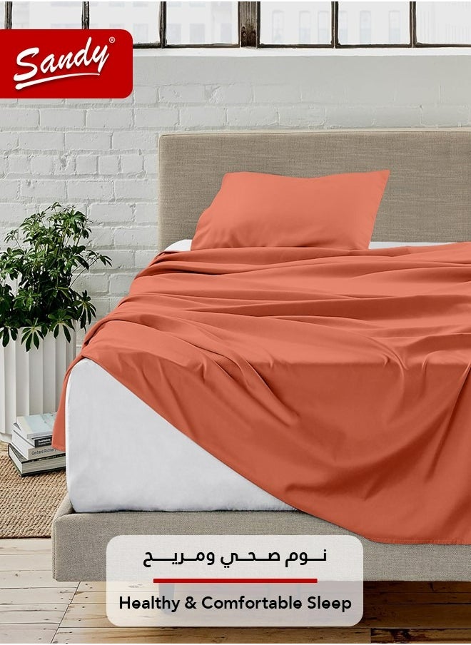 Sandy Sandy Premium Hotel Quality Flat Sheet and Pillow Case, Bed Sheet 2 Pieces Set, Soft & Breathable and Cooling, Extra Twin Size 243 x 167 cm, Terra  - Image 2