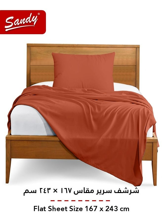 Sandy Sandy Premium Hotel Quality Flat Sheet and Pillow Case, Bed Sheet 2 Pieces Set, Soft & Breathable and Cooling, Extra Twin Size 243 x 167 cm, Terra  - Image 3