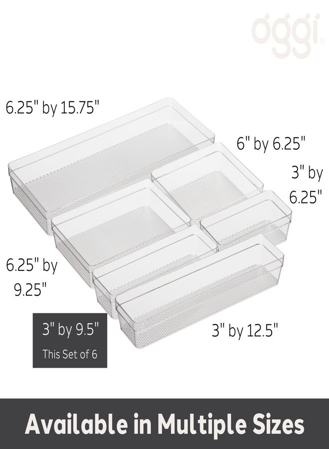 أوجي منظم أدراج شفاف من أوجي - 3 بوصات × 9.5 بوصات (مجموعة من 6 قطع) - مثالي لتنظيم أدراج المطبخ، والمكتب، والطاولة، وأدوات المائدة، وأدوات المطبخ، ومستحضرات التجميل، والحمامات - Image 3