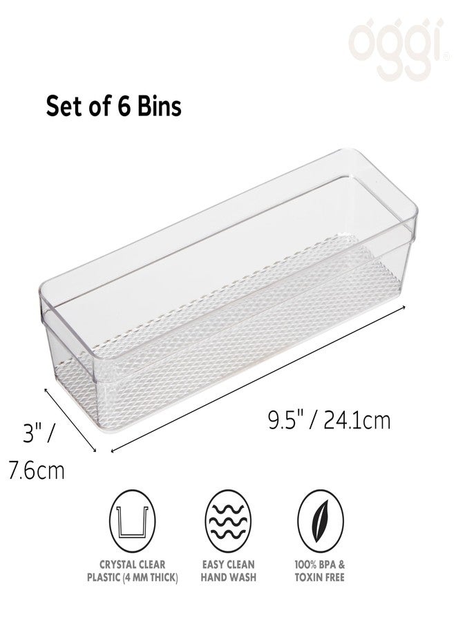 أوجي منظم أدراج شفاف من أوجي - 3 بوصات × 9.5 بوصات (مجموعة من 6 قطع) - مثالي لتنظيم أدراج المطبخ، والمكتب، والطاولة، وأدوات المائدة، وأدوات المطبخ، ومستحضرات التجميل، والحمامات - Image 2