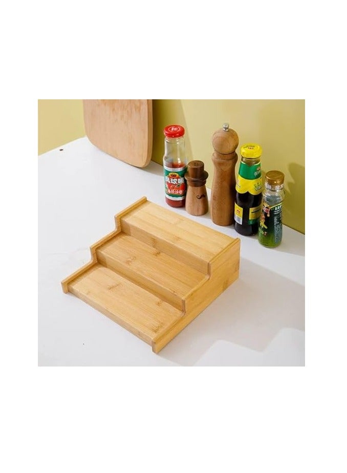 Spaceshoop 3 Tier Bamboo Spice Rack Storage Shelf for Countertop Spice Rack 3 Tier Kitchen Organizer - Image 4
