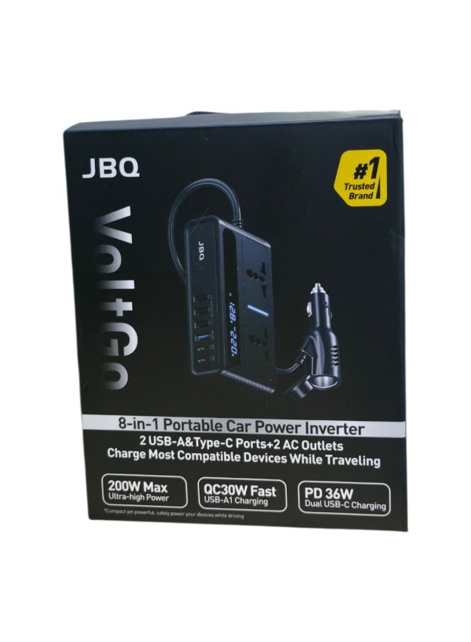JBQ Elevano Volt+Go 8-in-1 Portable Car Power Inverter, 200W, M532002 - Image 1