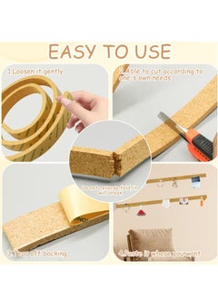 Y&D Frameless Cork Board Strips - 2 Rolls of Self-Adhesive Roll with 50 Push Pins ,Self Adhesive Notice Memo Pin Coards for Walls Office Bedrooms Decoration  - Image 3