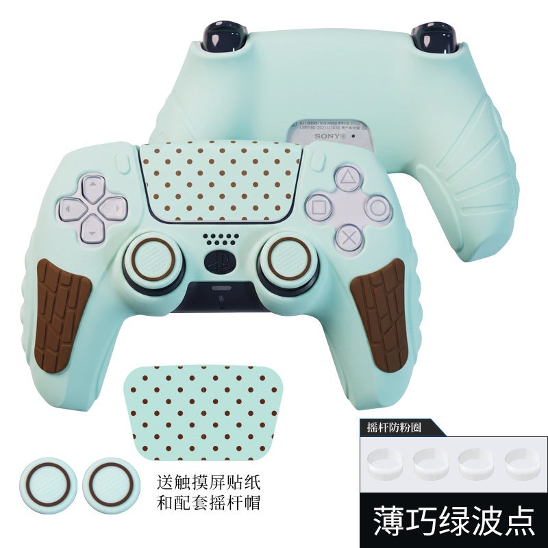 PS5 Controller Silicone Cover Thin Green Polka Dot - Image 1