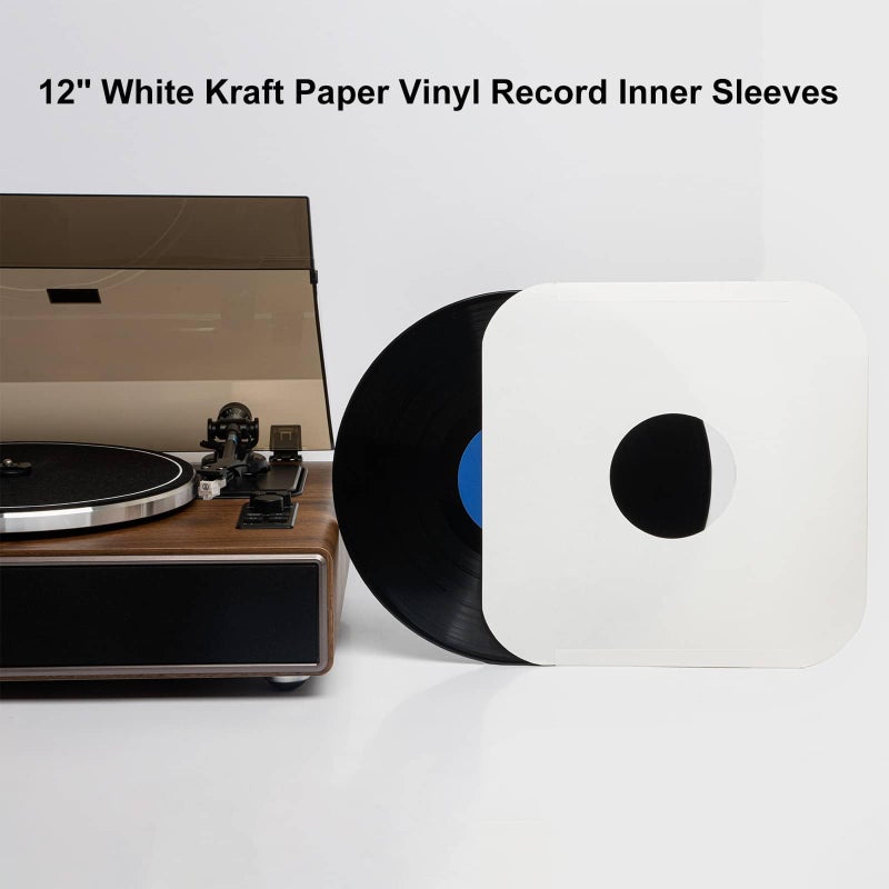 P.Y.P PROTECT YOU PLAY 100ct 12-Inch Vinyl-Record Inner Sleeves - Made from Heavyweight White Kraft Paper, Album Covers with Round Corners for 33 RPM, Center Hole, Record Jackets to Protect The Collection of LPs & Singles - Image 5