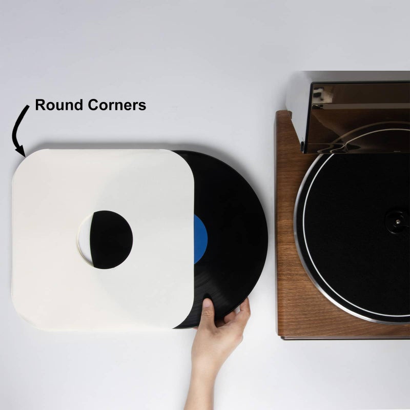 P.Y.P PROTECT YOU PLAY 100ct 12-Inch Vinyl-Record Inner Sleeves - Made from Heavyweight White Kraft Paper, Album Covers with Round Corners for 33 RPM, Center Hole, Record Jackets to Protect The Collection of LPs & Singles - Image 3