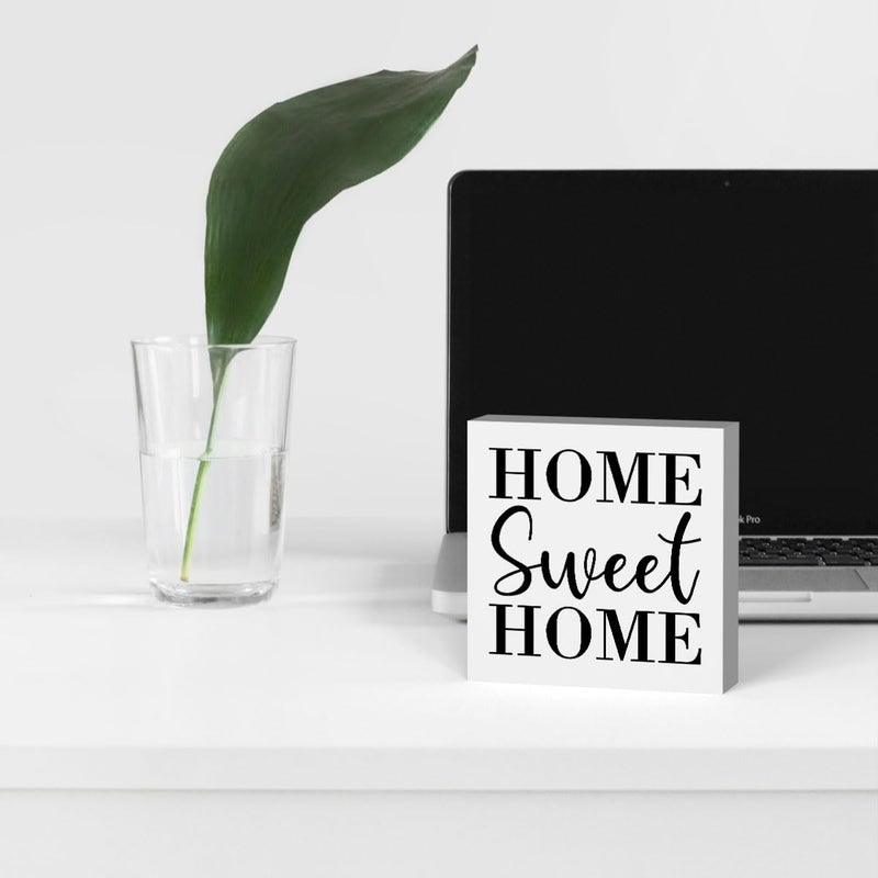ENGVZ Home Sweet Home Rustic Farmhouse Style Wood Sign Art 5 x 5 Inch Wooden Box Plaque for Living Room Desk DÃ©cor Gift - Image 4