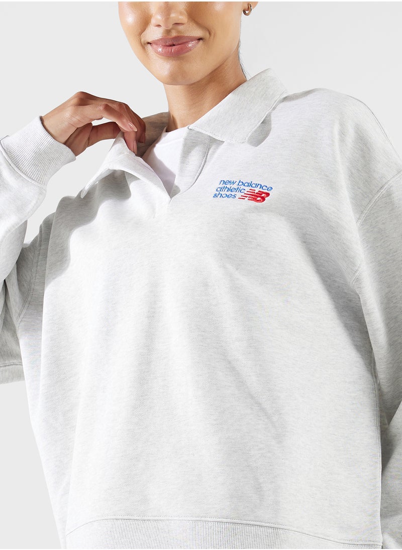New Balance French Terry Polo Sweatshirt  - Image 3