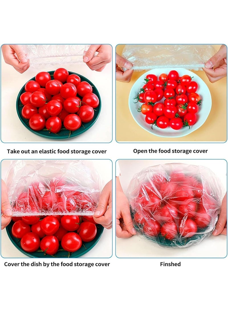 100Pcs Reusable Food Cover Plastic Wrap, Elastic Stretch Fresh Keeping Bowl Covers, Food Storage Lids for Plates Bowls Containers Kitchen Supplies - Image 3