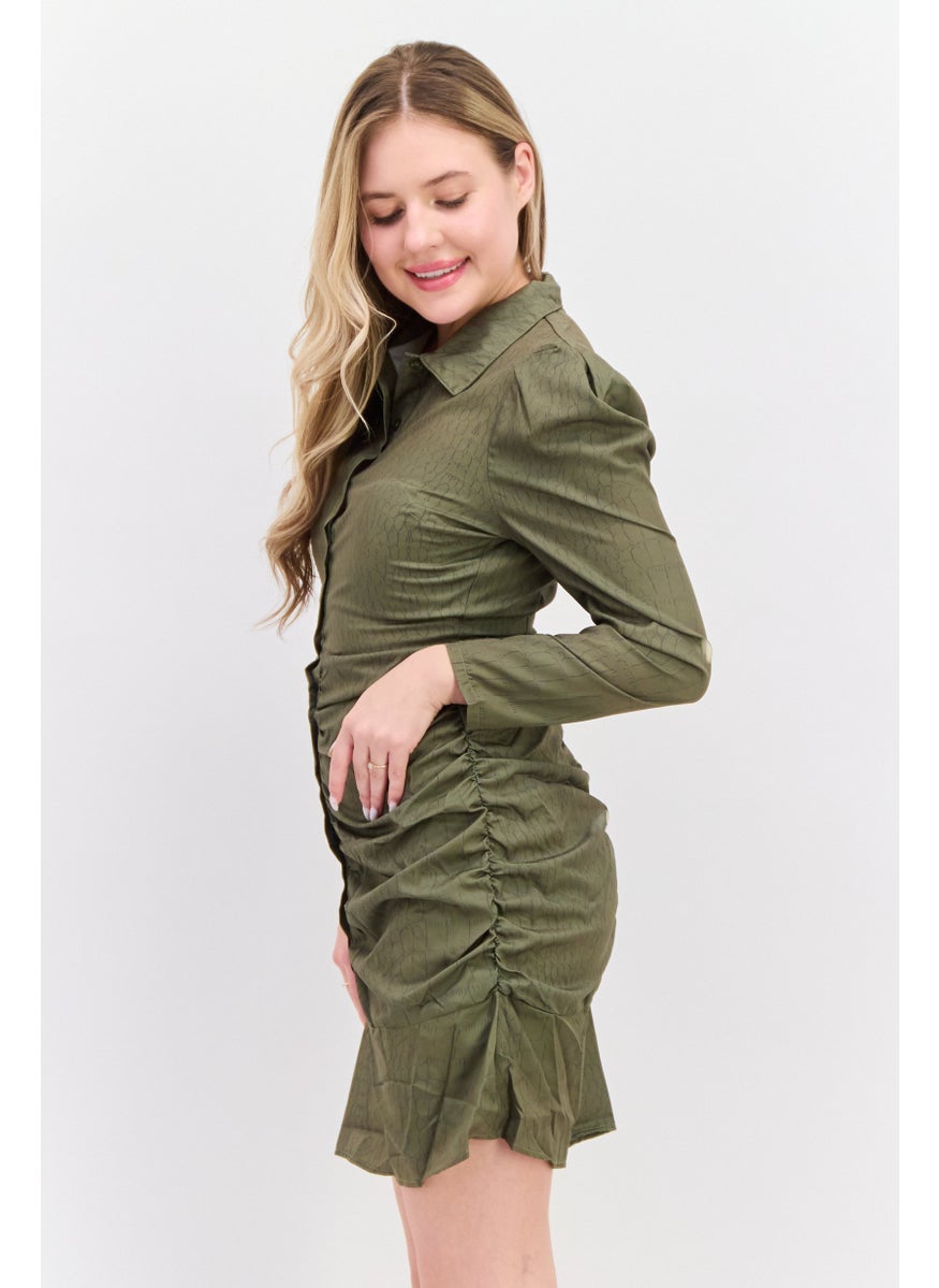 Missguided Women Petite Allover Printed Mini Dress, Khaki  - Image 4