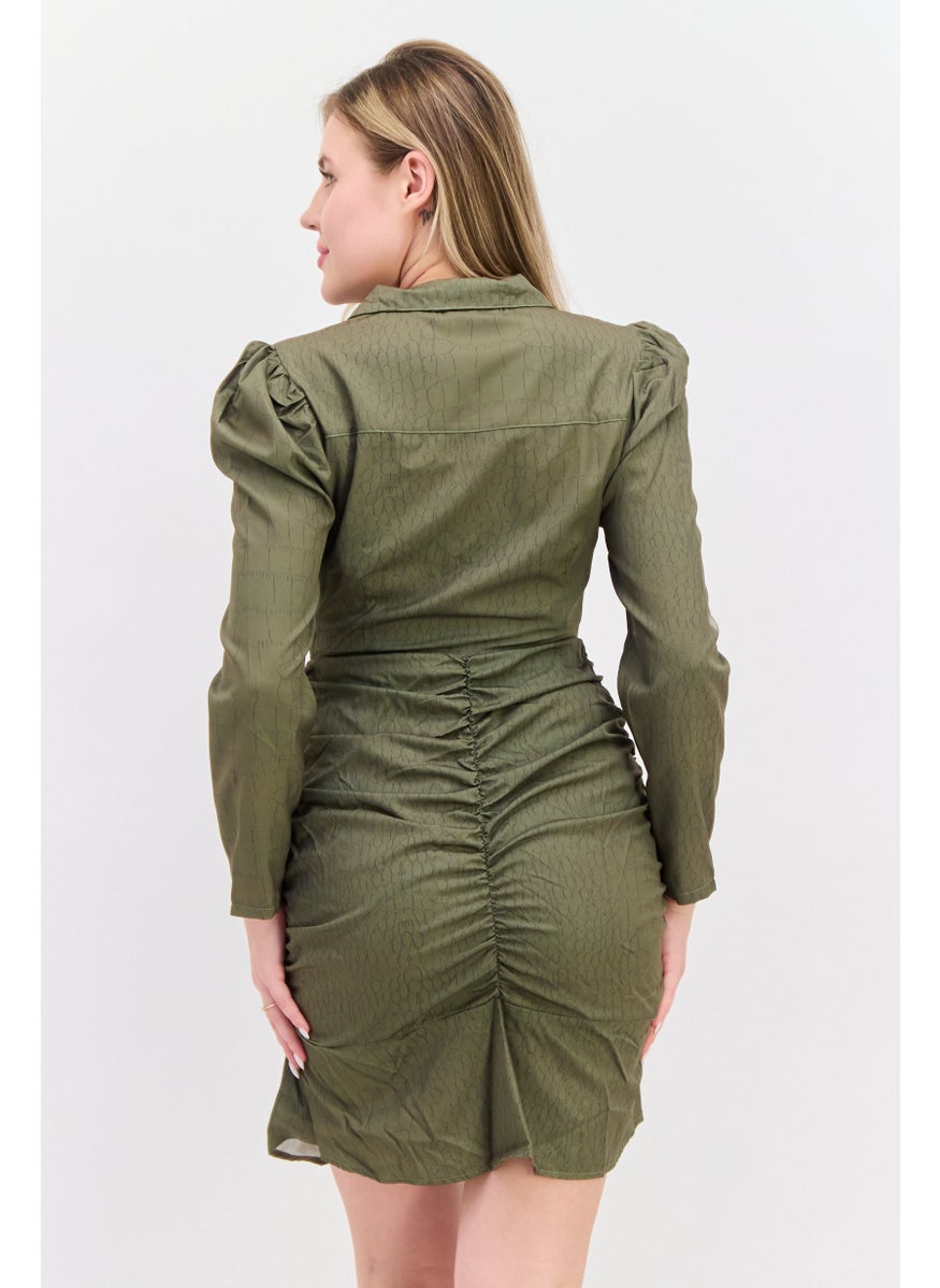 Missguided Women Petite Allover Printed Mini Dress, Khaki  - Image 3