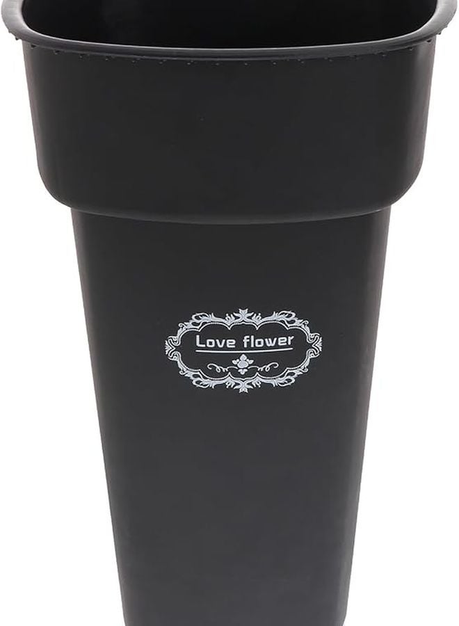 دلو زهور بلاستيكي سميك متوسط مزهرية سوداء للمنزل والحديقة وترتيبات الزهور - Image 2