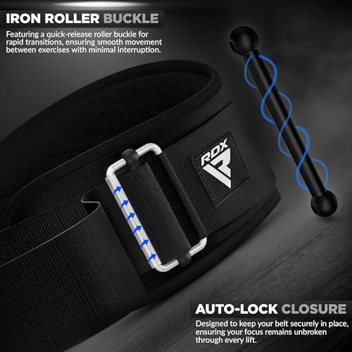 Rdx حزام رفع الأثقال RDX مع قفل تلقائي، دعم خلفي مبطن 6.5 بوصة، للرجال والنساء، لياقة بدنية، تدريب قوة، كمال أجسام، رفع الأثقال، تمرين، رفع الأثقال، سكوات، معدات تمرين احترافية - Image 2