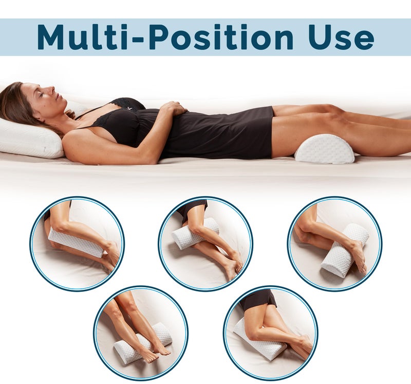 ComfiLife Knee Pillow for Back Sleeping â€“ 100% Memory Foam Bolster Pillow for Legs â€“ Under Knee Pillow for Sleeping on Back â€“ Leg & Hip Pain Relief for Side Sleepers â€“ Half Moon Pillow - Image 4