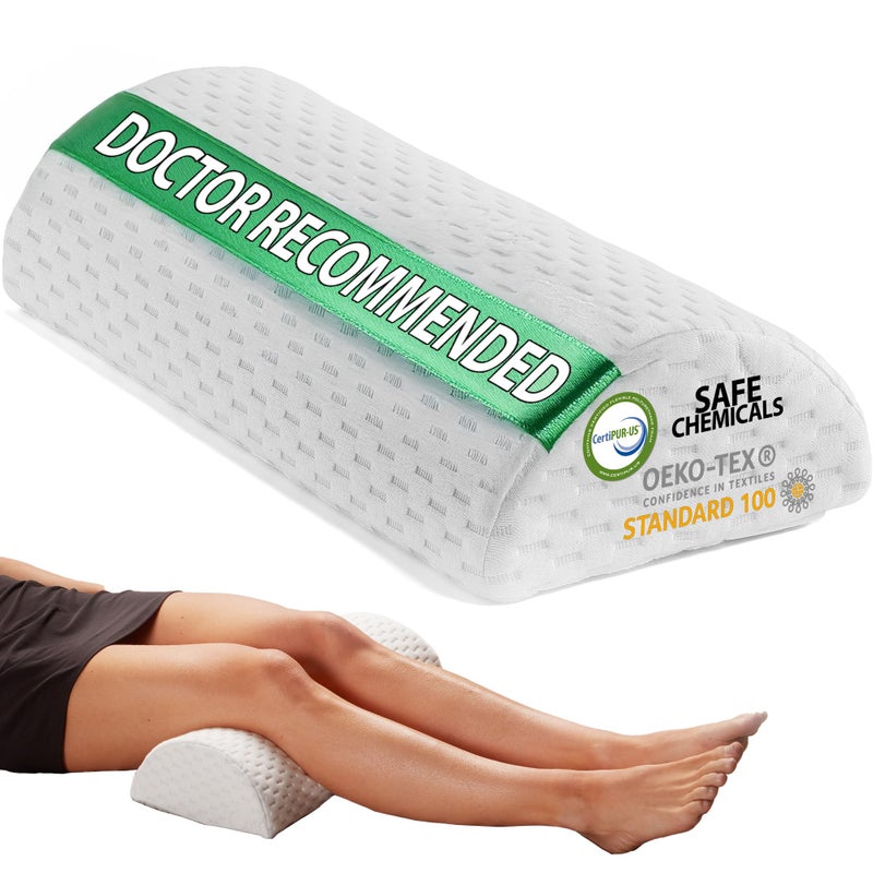 ComfiLife Knee Pillow for Back Sleeping â€“ 100% Memory Foam Bolster Pillow for Legs â€“ Under Knee Pillow for Sleeping on Back â€“ Leg & Hip Pain Relief for Side Sleepers â€“ Half Moon Pillow - Image 1