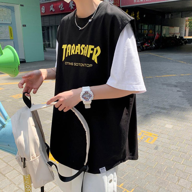 2023 Summer Boys Casual Vest Men'S Loose Trendy Sleeveless T-Shirt Fashionable Student Basketball Sports Ball - Image 3