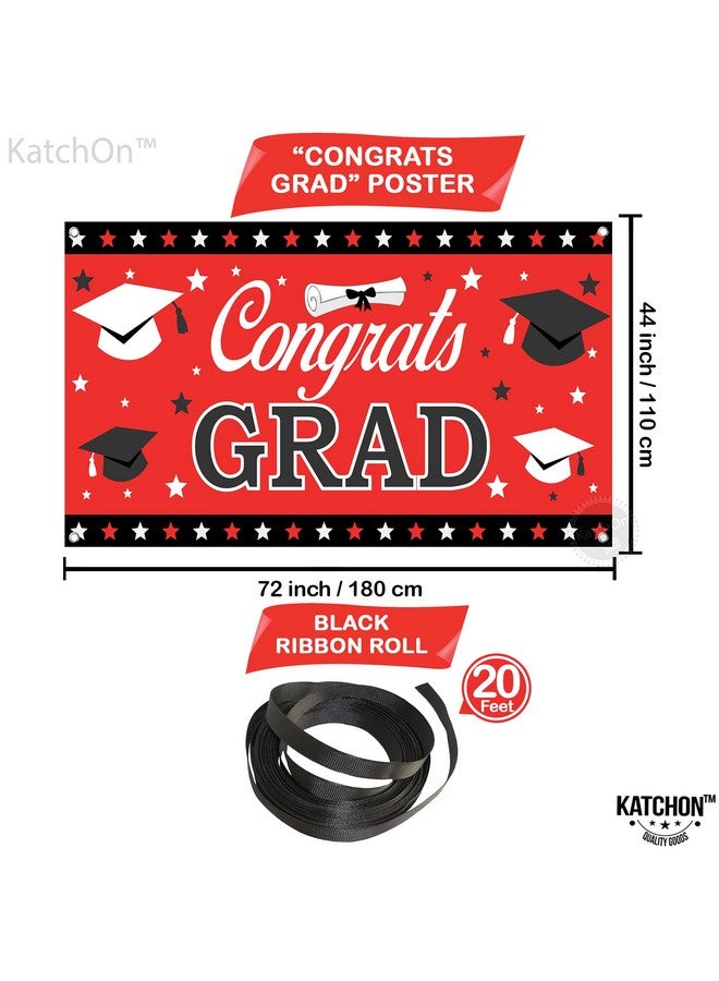 KatchOn, XtraLarge Congrats Grad Banner Red - 72x44 Inch | Graduation Banner Class of 2025, Red and Black Graduation Decorations 2025 | Backdrop, 2025 Grad Party Decorations - Image 4