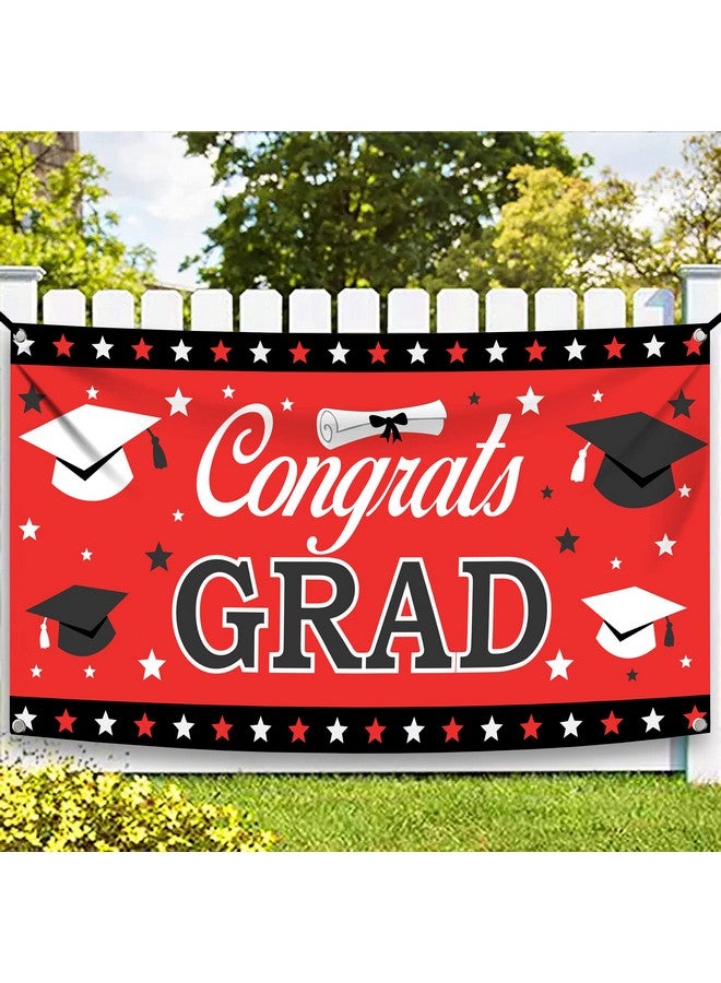 KatchOn, XtraLarge Congrats Grad Banner Red - 72x44 Inch | Graduation Banner Class of 2025, Red and Black Graduation Decorations 2025 | Backdrop, 2025 Grad Party Decorations - Image 1