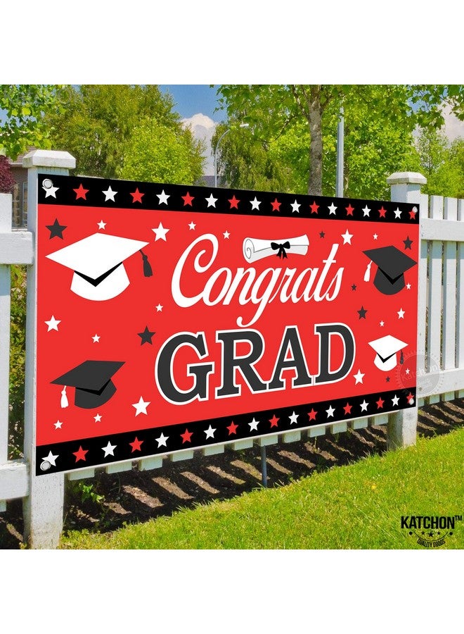 KatchOn, XtraLarge Congrats Grad Banner Red - 72x44 Inch | Graduation Banner Class of 2025, Red and Black Graduation Decorations 2025 | Backdrop, 2025 Grad Party Decorations - Image 2