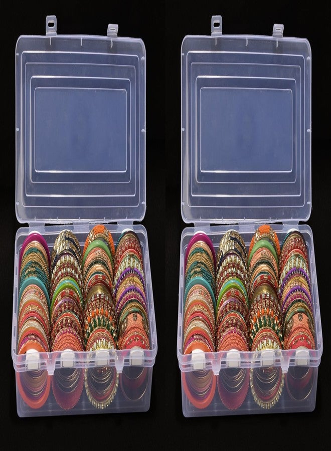 AZYEEA 4 Rod Plastic Bangle Box Organizer for Women | Transparent Plastic Storage Box & Organiser | Rectangular Accessories Organizer Box | Display Case (30x21x5 cm) (PACK OF 2) - Image 2