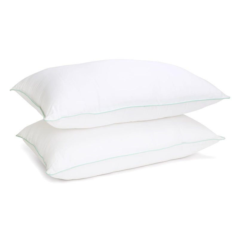 Elarra Home Firm Pillow White with Piping Size 43 cms x 68 cms 300TC Cotton Fabric Virgin Grade Fabric 750 GMS Machine Washable Set of 1 - Image 2