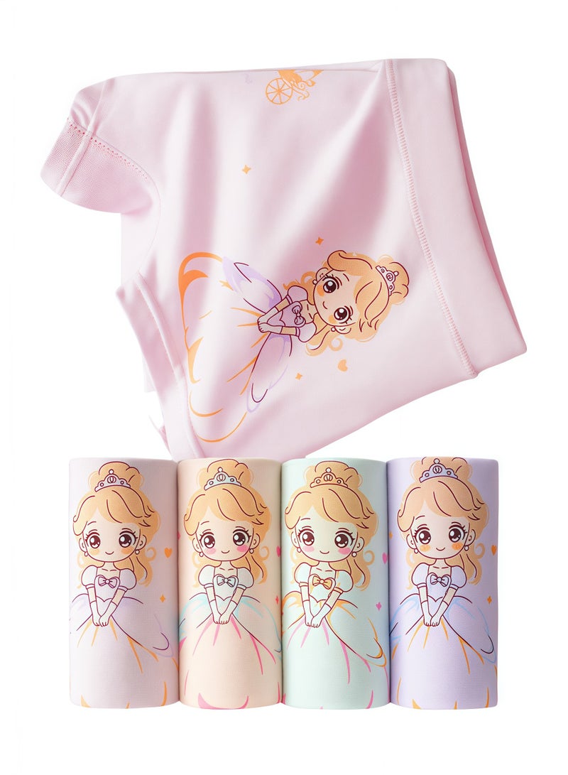 الجنرال وي 4 مجموعات من سراويل داخلية للأميرة الكرتونية للفتيات ، مريحة وناعمة الخصر ، مناسبة للفتيات ، قابلة للتنفس وناعمة ، خصر مرن عالي ، سراويل داخلية ناعمة للفتيات الصغيرات. - Image 1