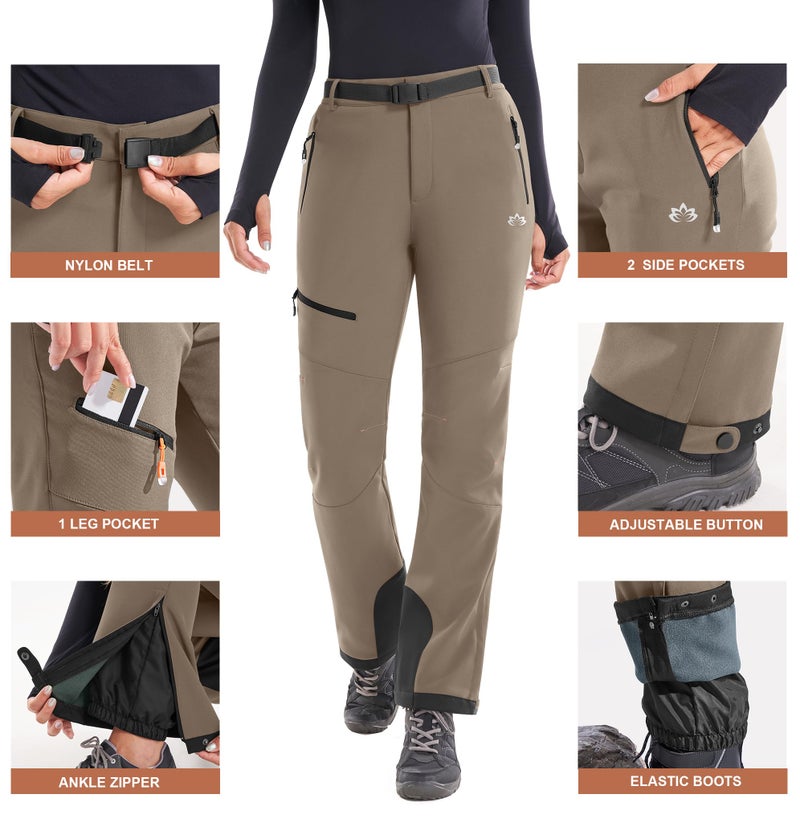 Heathyoga Snow Ski Pants Women Waterproof Softshell Insulated Fleece Lined Snowboard Pants Hiking Pants for Winter Outdoor - Image 5