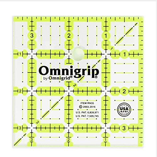 Omnigrid Omnigrip 3-1/2" Square Ruler, Clear Quilting and Sewing Ruler - Image 1